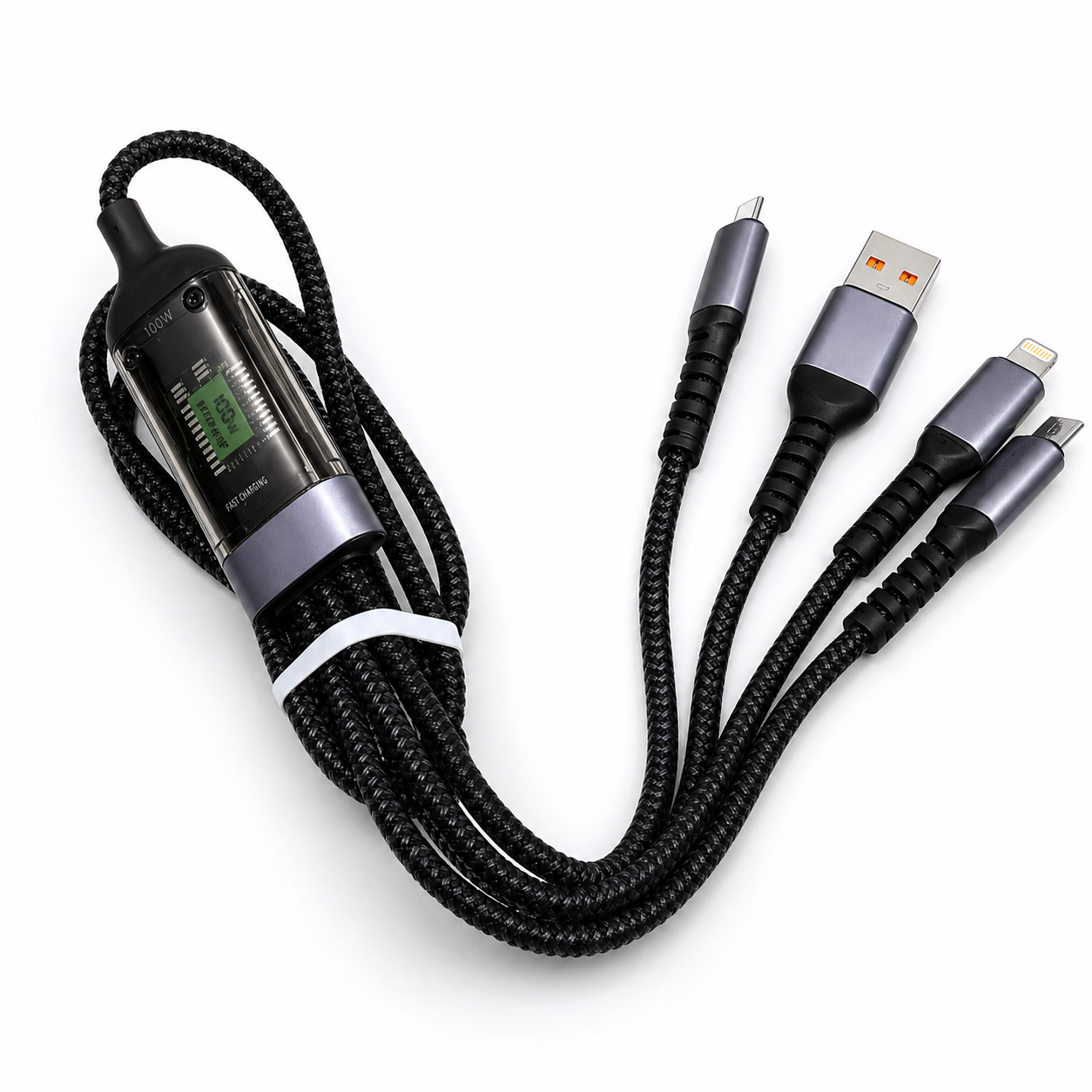 Faster FC-D5 100w Digital Display Braided 3 in 1 Cable by tech profixer