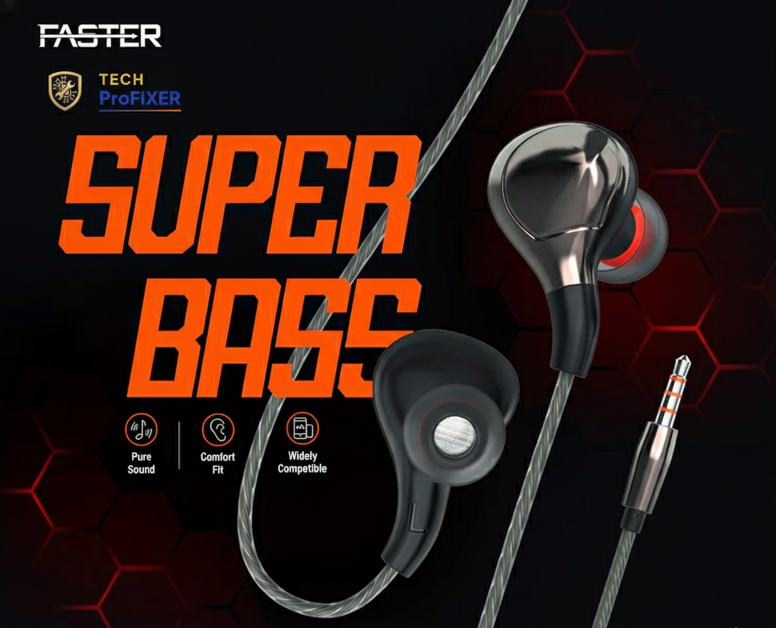 Faster J15 Earphone/Handfree with Stereo Super Clear Sound With a Comfortable Fit Black