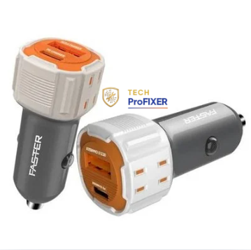 Faster Nano X2 Dual Port Fast Car Charger 20W + High Speed Cable