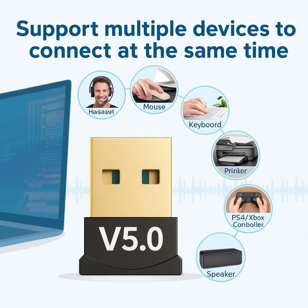 USB Bluetooth 5.0 Adapter for PC &amp;amp;amp; Laptop | Wireless Bluetooth Dongle 5.0 Receiver &amp;amp;amp; Transmitter