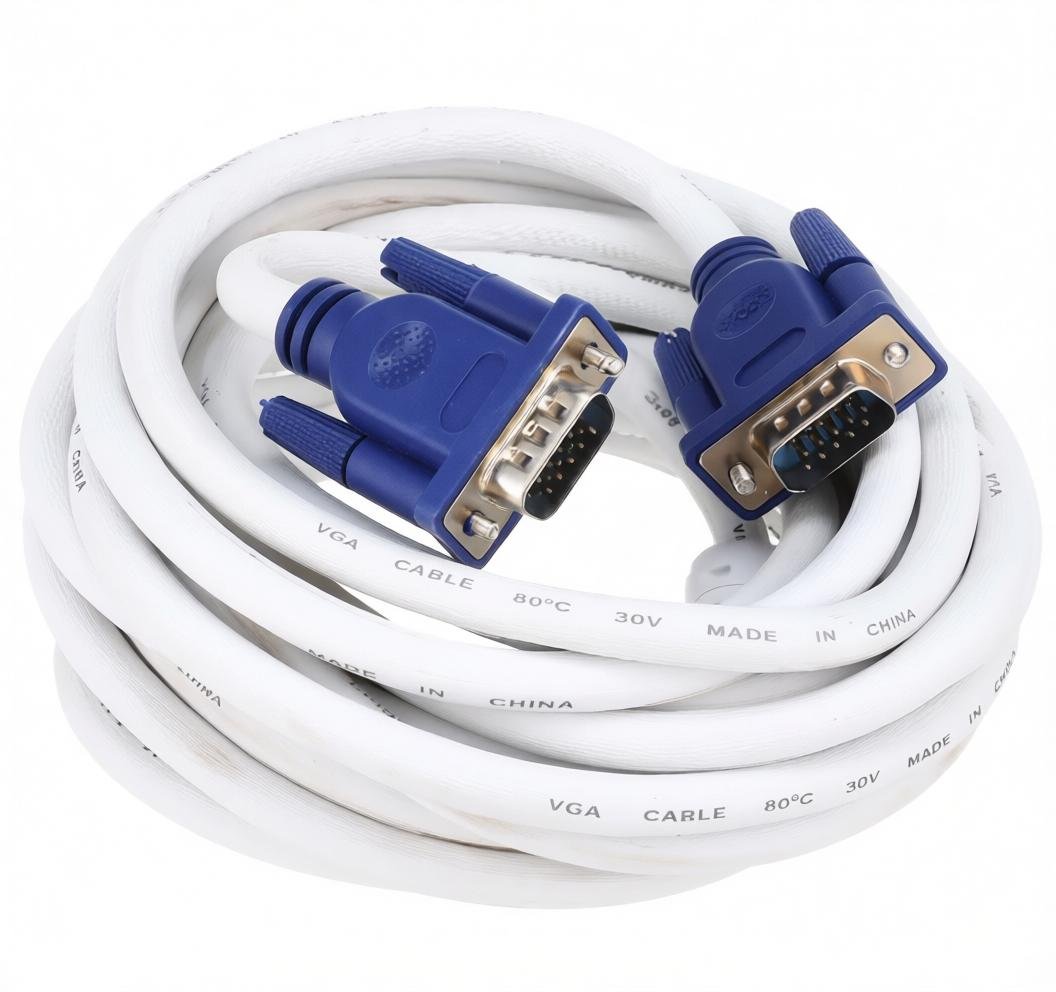 5M VGA Monitor Cable Male To Male White 3+4 VGA HD Data PC TV Projector HD Cable Video Projection Li