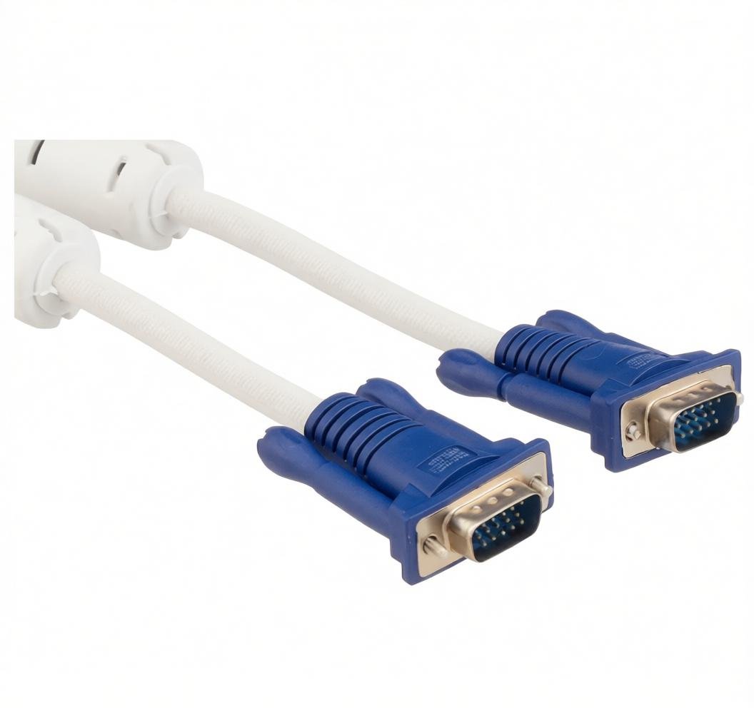 5M VGA Monitor Cable Male To Male White 3+4 VGA HD Data PC TV Projector HD Cable Video Projection Li