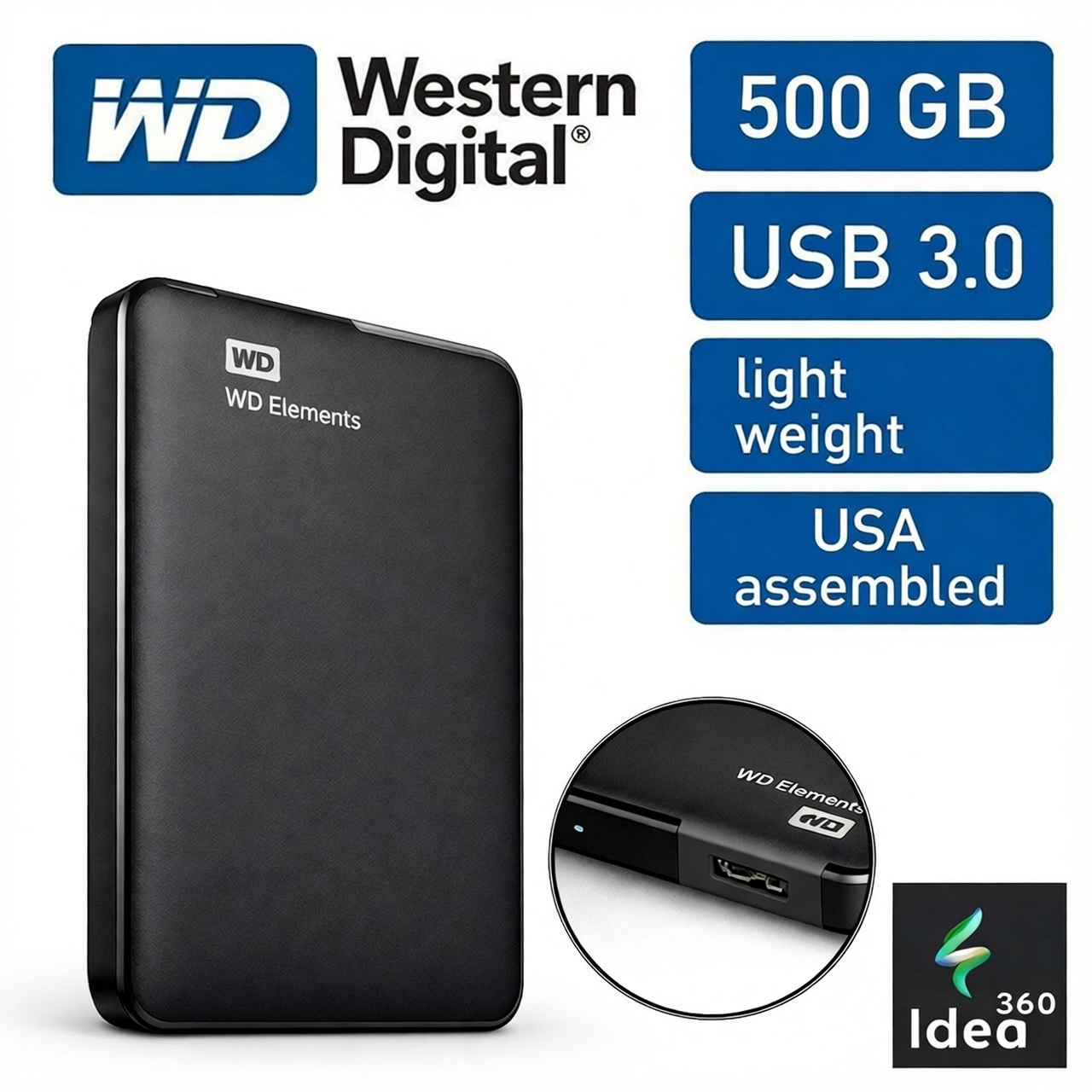WD 500GB External HARD DRIVE Western Digital Element 500 GB Portable HARD DISK DRIVE FOR SMART TV La