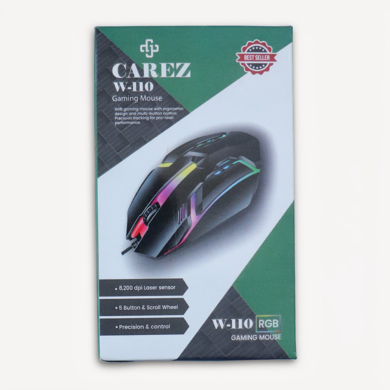 Carez W110 RGB Gaming Mouse | Pro Level Performance | Wired USB | 3200 DPI Adjustable | Ergonomic De