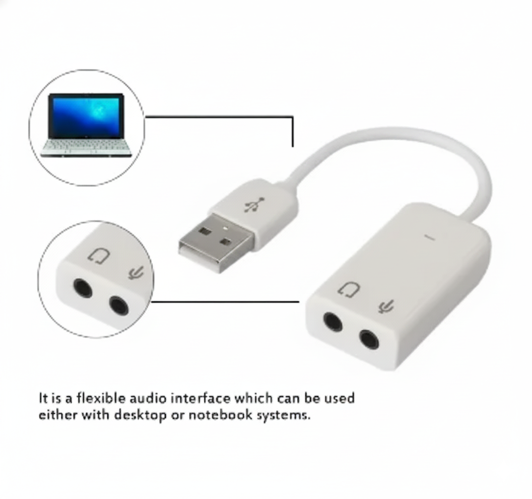 External USB 2.0 Stereo Jack Audio Sound Card - USB sound card 7.1 - Usb sound card for laptop - Usb