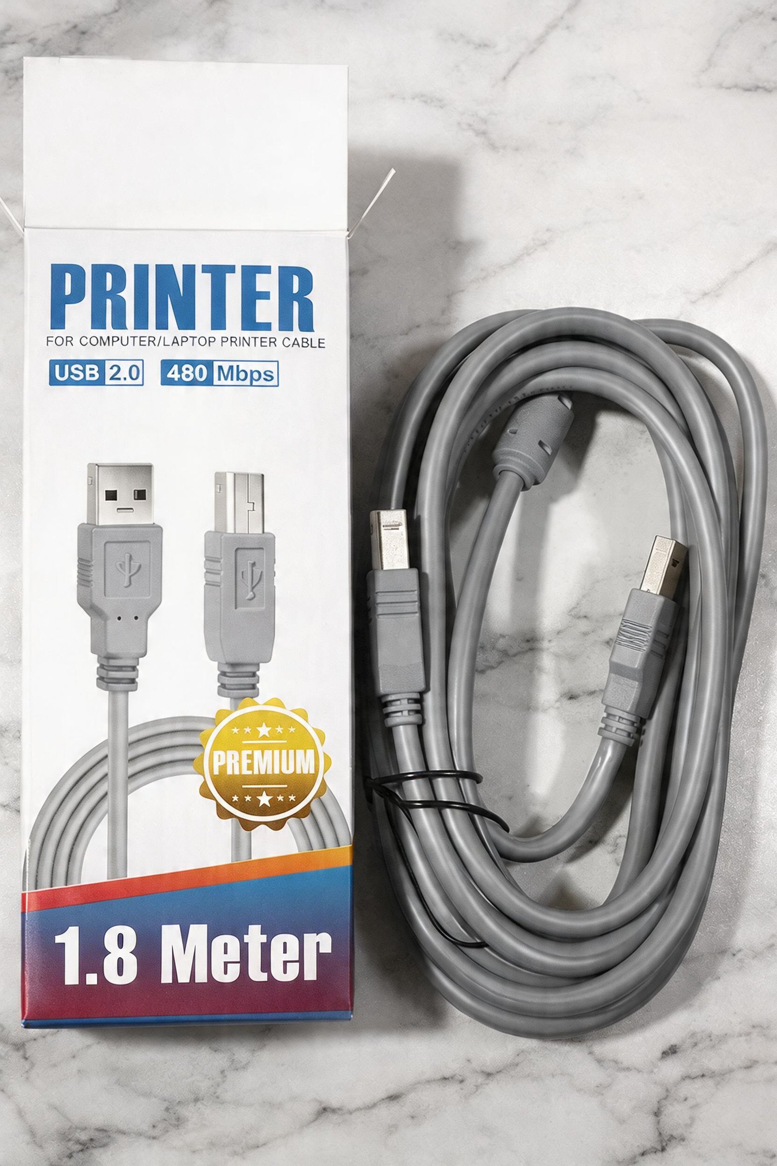 USB 2.0 / 3.0 Printer Cable – 1.8m – High-Speed USB A to USB B Cable for Printer &amp;amp;amp;amp; Scanner